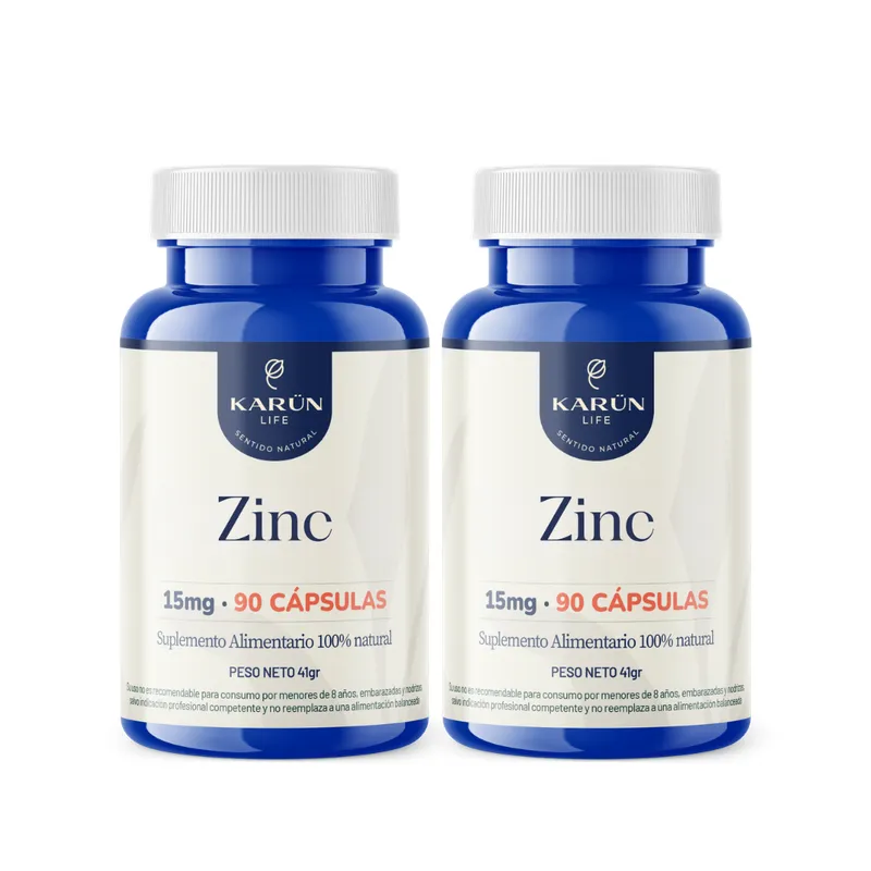 KARUNLIFE - Pack Doble Zinc 180 Cápsulas 15mg Karun Life