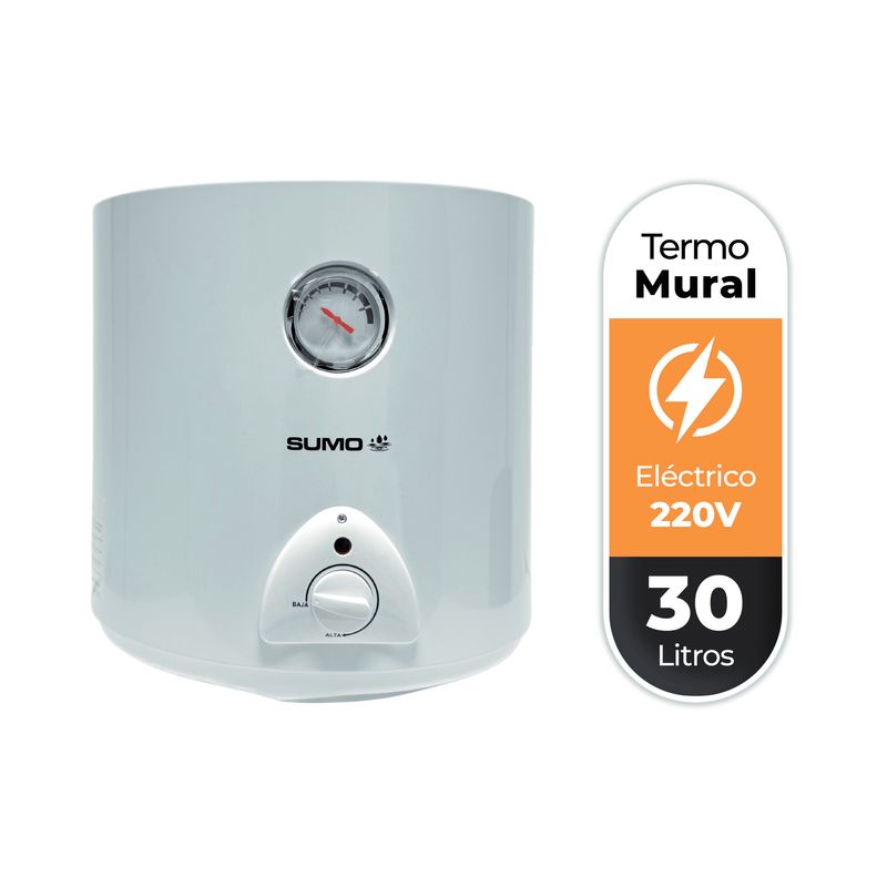SUMOHEAT - Termo Eléctrico 30 Litros 1500 W de muro