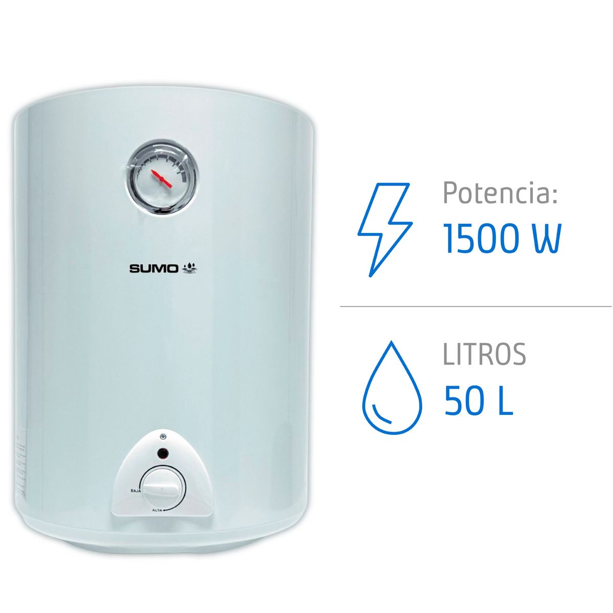 Termo Eléctrico mural 50 Litros 1500 W, marca SUMO - Foto Principal