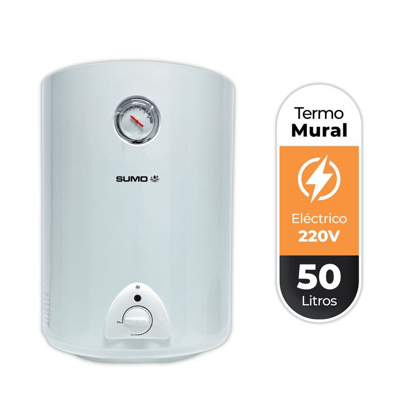 SUMOHEAT - Termo Eléctrico 50 Litros 1500 W de muro
