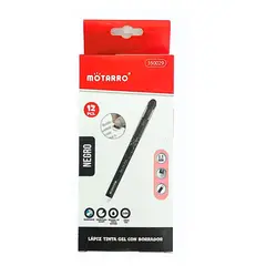 GENERICO - Caja 12 Lápices Tinta Gel 100% Borrable Negro