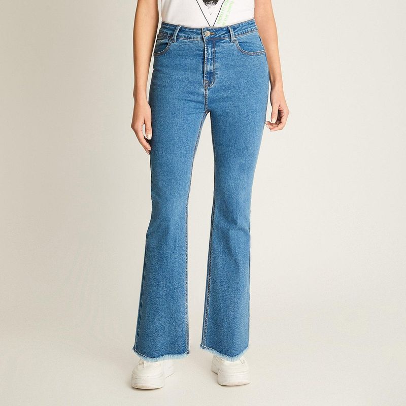 LORENZO DI PONTTI - Jeans Azul Flare Tiro Medio