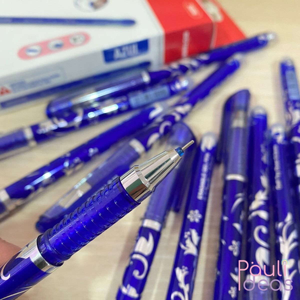 GENERICO - Caja 12 Lápices Tinta Gel 100% Borrable Azul