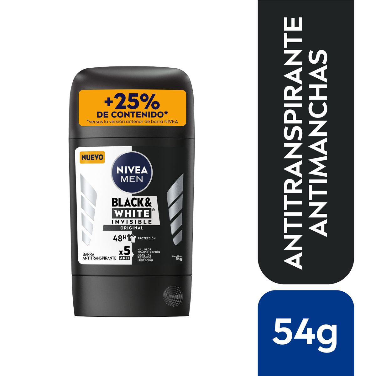 NIVEA - Desodorante Barra Nivea Black&White Original Masculino 54g