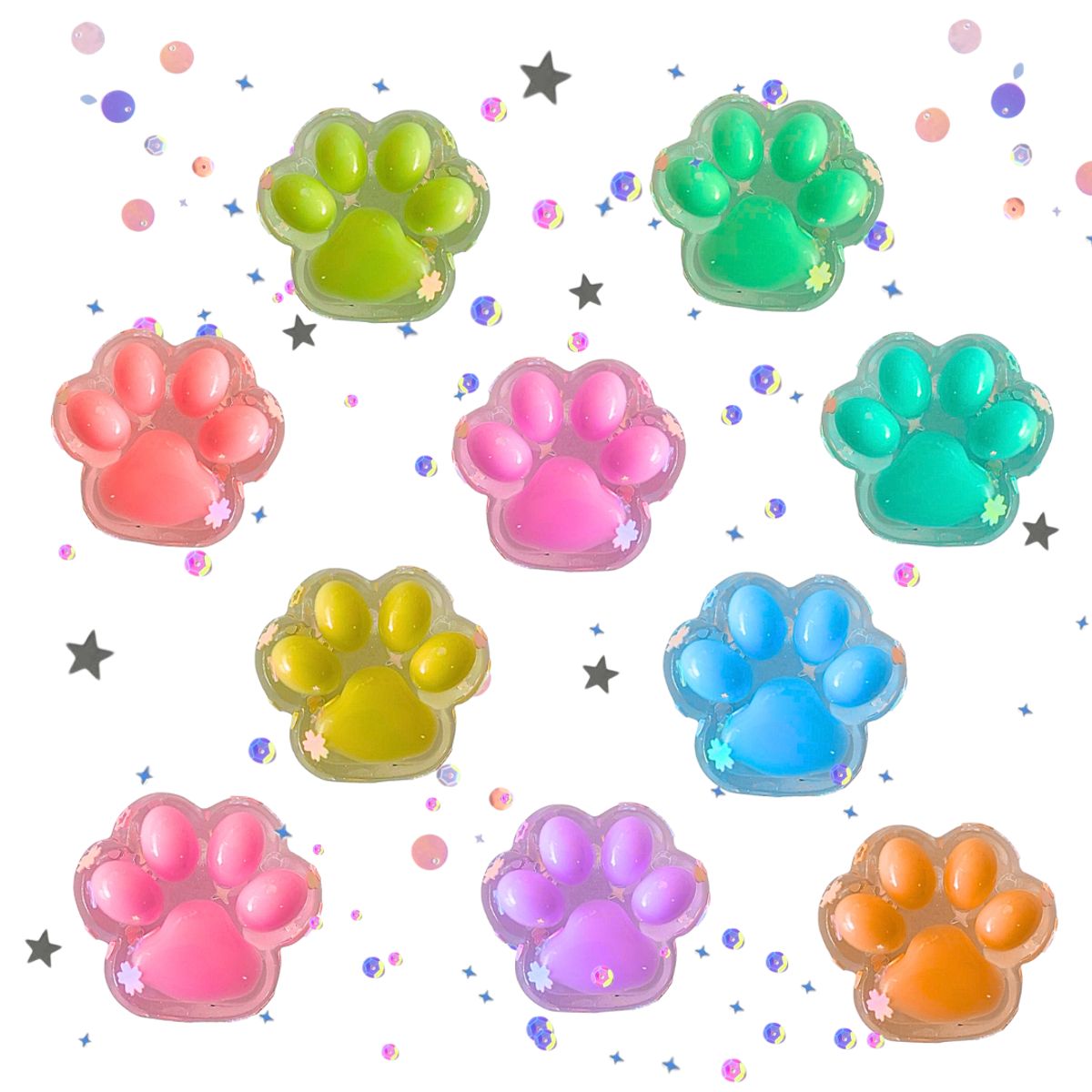 GENERICO - Squishy Pegajosa Mini Patita De Gato Antiestrés Pack 10