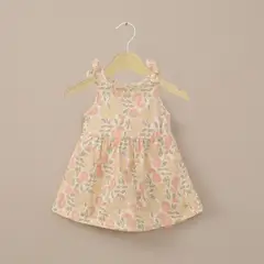 OPALINE - Vestido beige estampado de niña