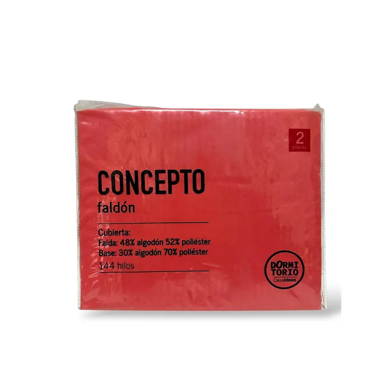GENERICO - Faldón Para Cama 2 Plazas Rojo