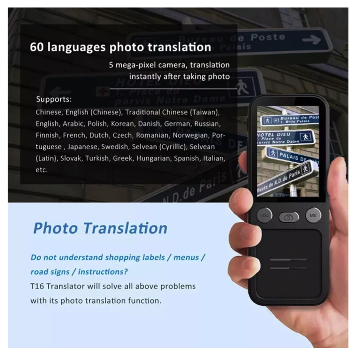 SUNNYLIFE - Inteligente Traductor Simultáneo Para 137 Idiomas (Modelo T10 V2)