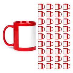 CURSOR - Caja 36 X Tazon Taza Roja Con Parche Para Sublimar - Rojo