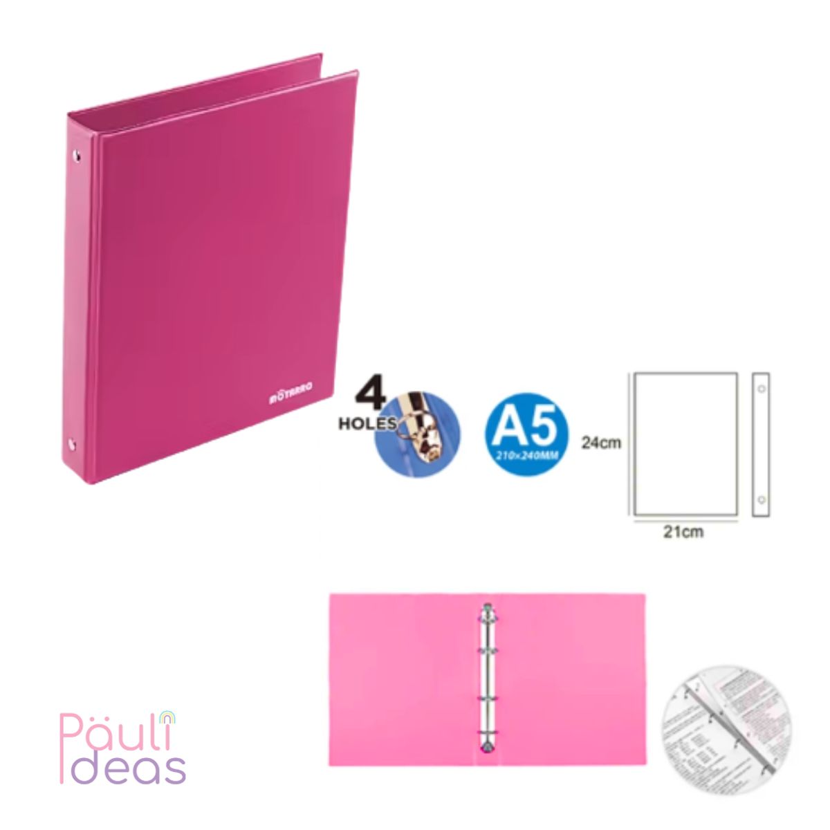 Archivador A5 De Pvc Con 4 Anillos Carpeta Organizadora, marca MOTARRO - Foto 2