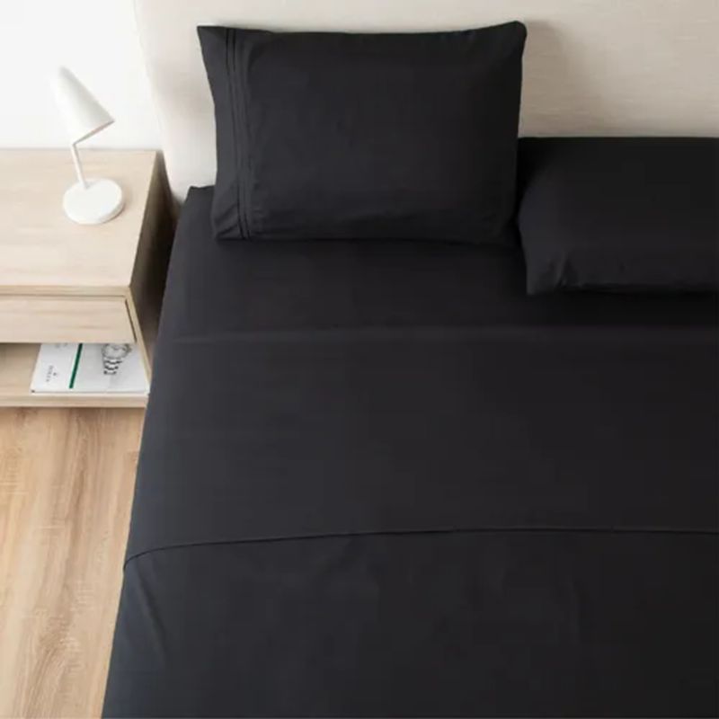 GENERICO - Sabana 1800 hotel ultra suave funda bordada 2 plazas color negro