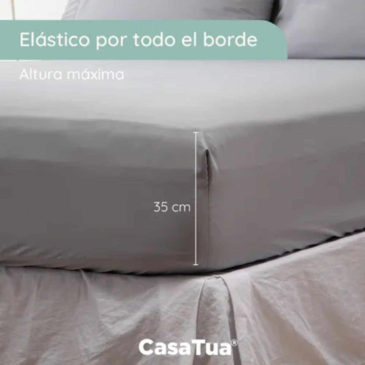 GENERICO - Sabana 1800 hotel ultra suave funda bordada king color gris