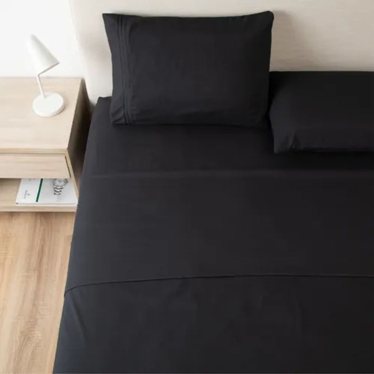 GENERICO - Sabana 1800 hotel ultra suave funda bordada king color negro