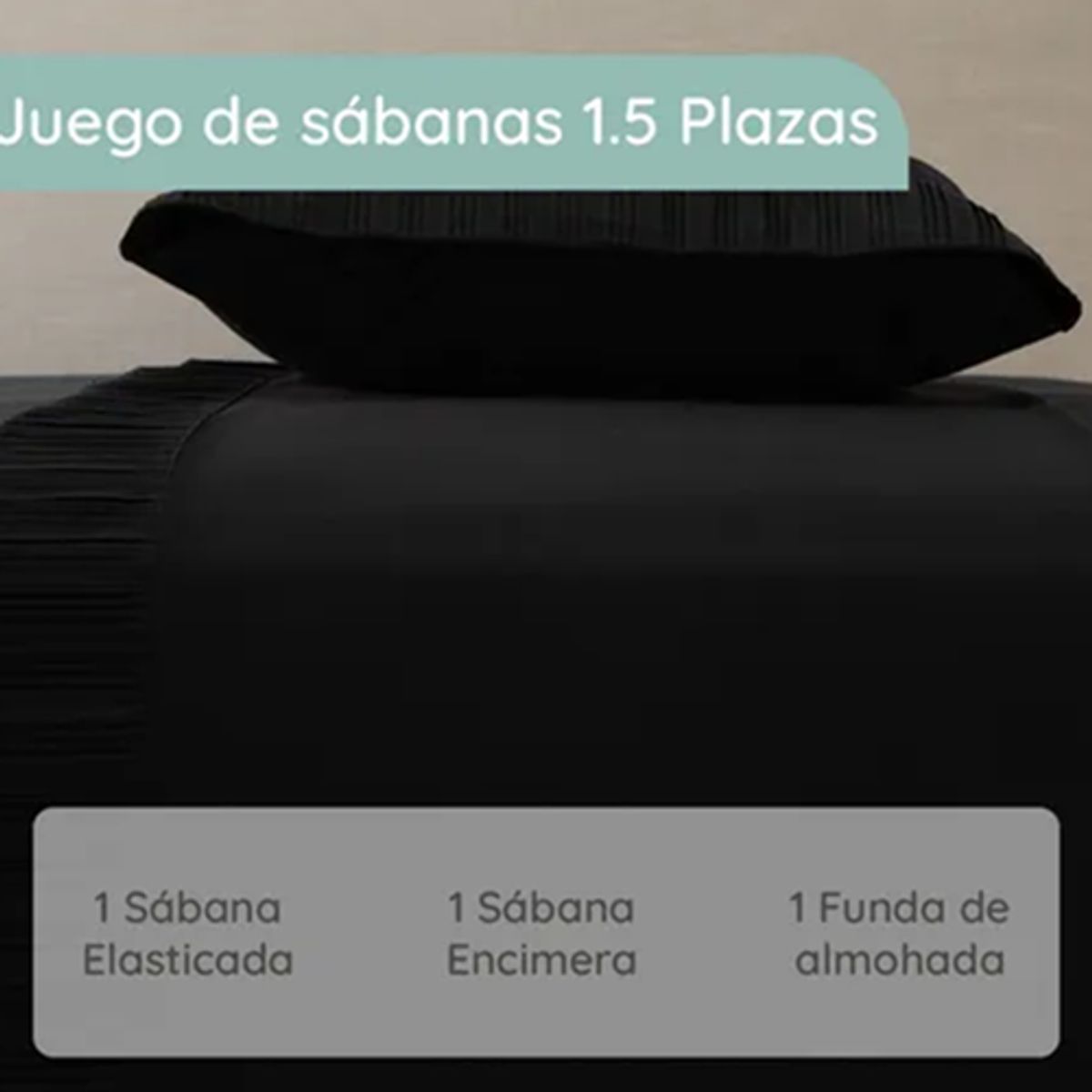 Sabanas casatua hotel funda almohada 15 plaza color negro, marca GENERICO - Foto 2