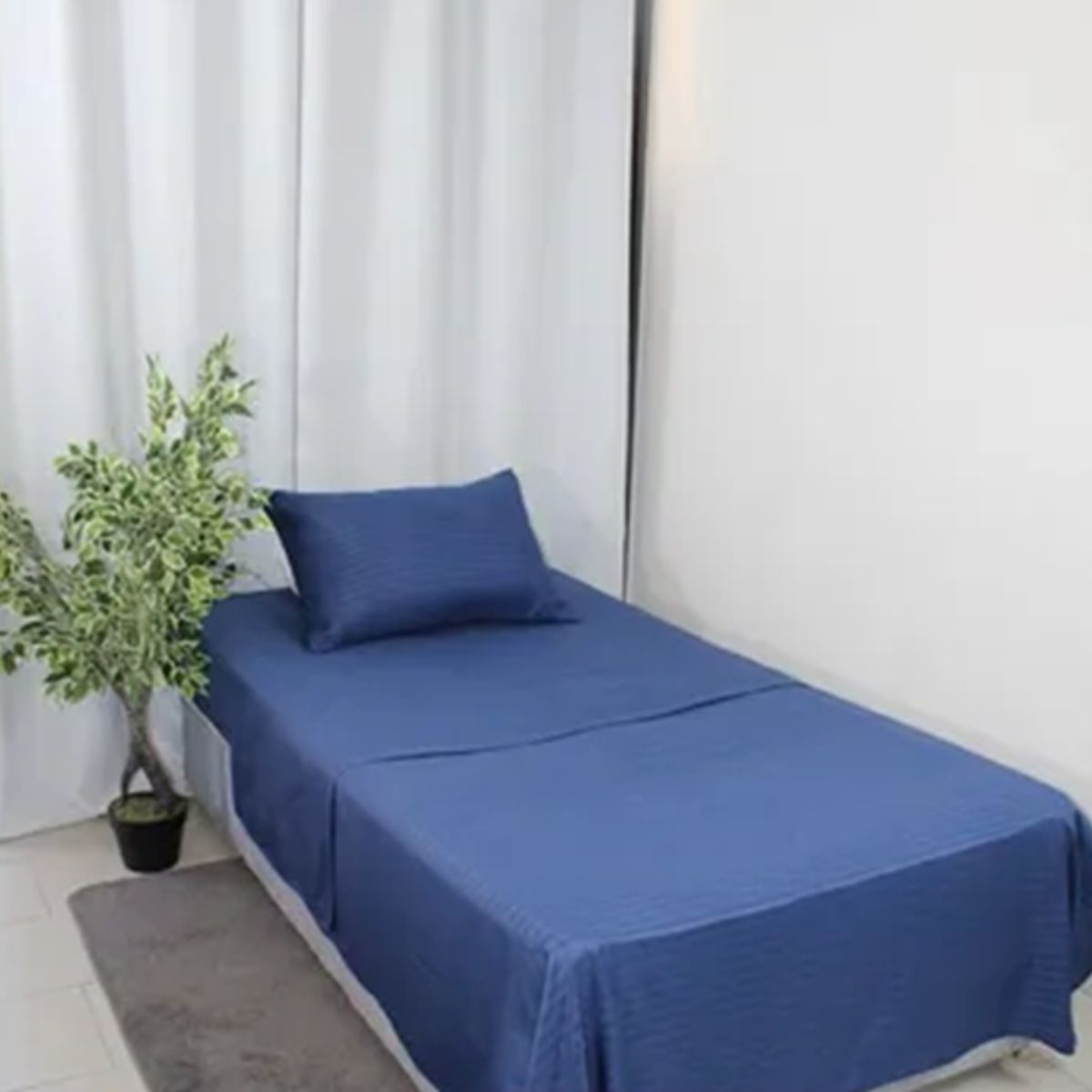Juego sabanas unicolor 15 plaza color azul acero, marca GENERICO - Foto 2