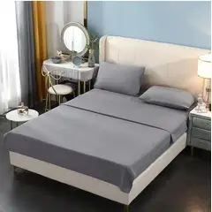 GENERICO - Juego sabana bj poli algodon 200 hilos 2 plazas color gris