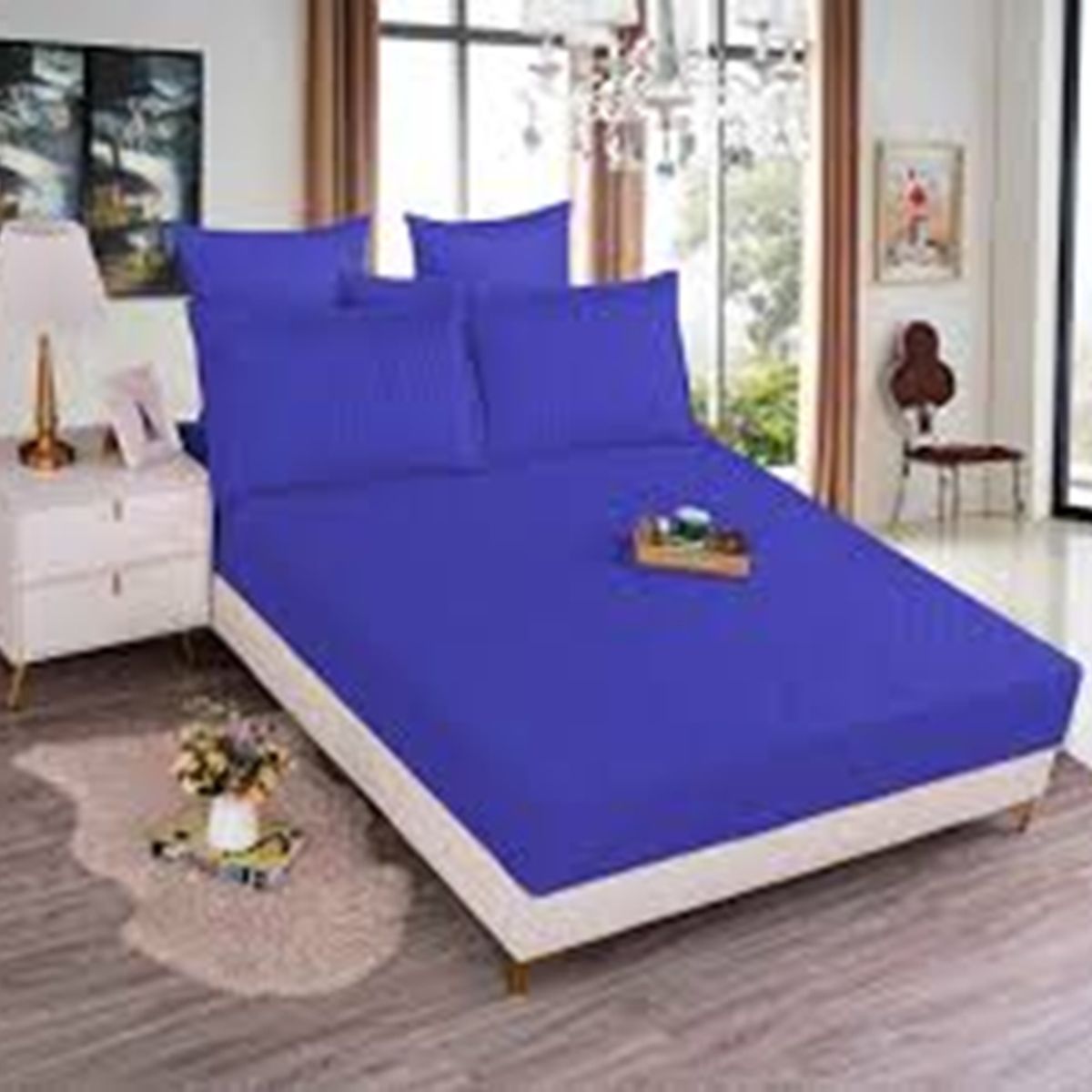 GENERICO - Juego sabanas unicolor 15 plaza color azul marino