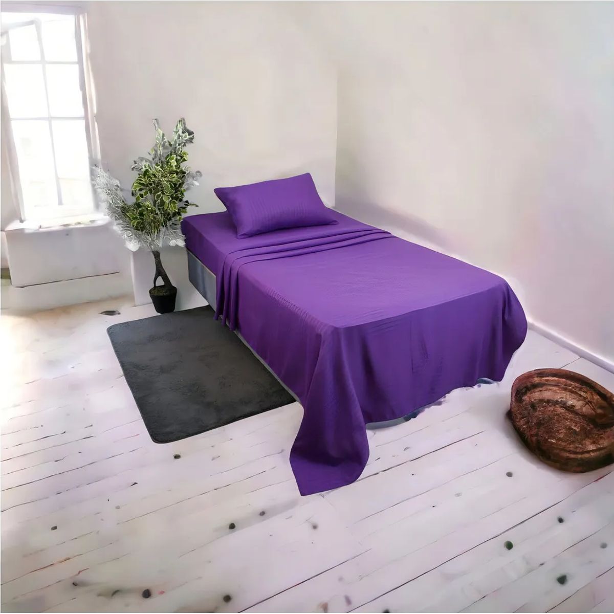 GENERICO - Juego sabanas unicolor 15 plaza color morado