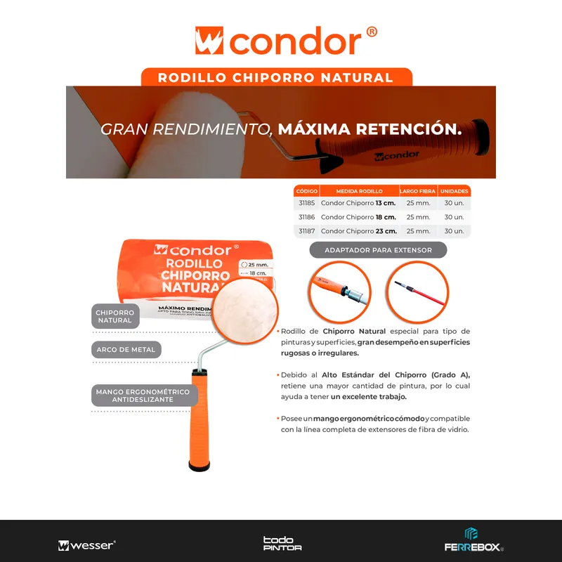 CONDOR - Rodillo Condor Chiporro 9  23 Cm