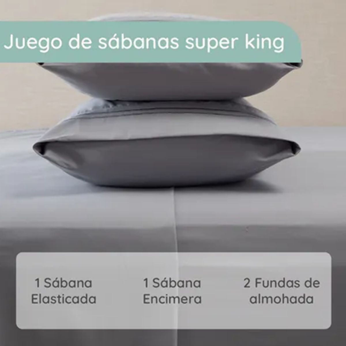 GENERICO - Sabana 1800 hotel ultra suave funda bordada super king gris