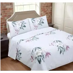 GENERICO - Juego sabana 15 plaza estampado flores color blanco
