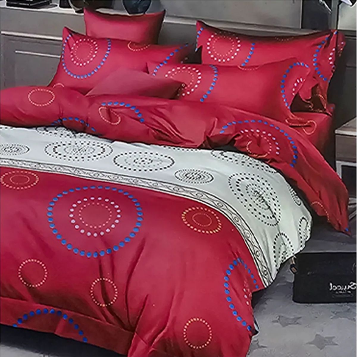 GENERICO - Sabana 800 hilos 2 plazas estilo americano color rojo