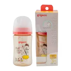 PIGEON - Mamadera Boca Ancha 240ml Bear Softouch Plastico PPSU