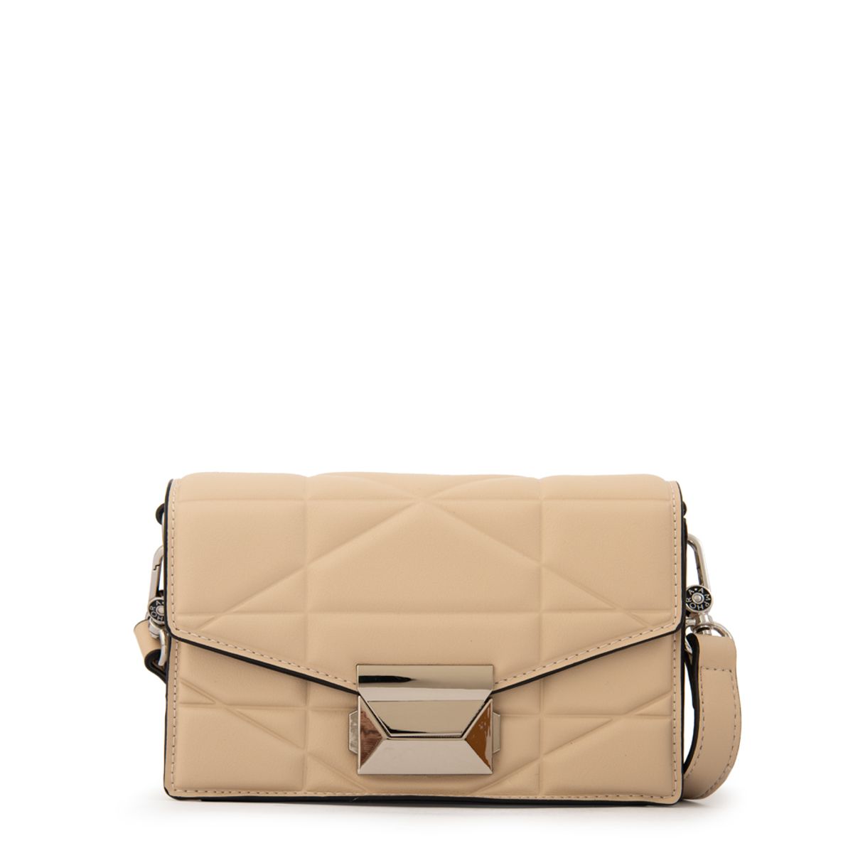 AMPHORA - Cartera bandolera con tapa tonya pequeña beige