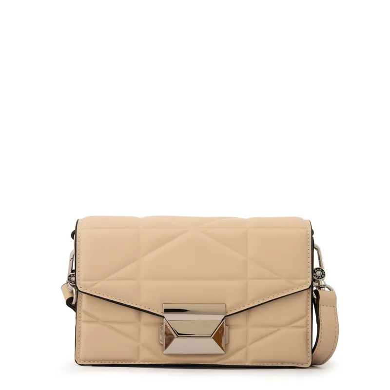 AMPHORA - Cartera Bandolera con tapa tonya pequeña beige