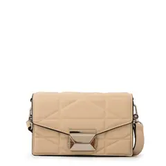 AMPHORA - Cartera bandolera con tapa tonya pequeña beige