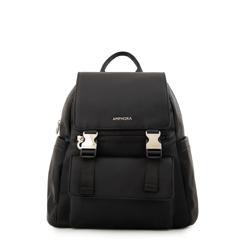 AMPHORA - Mochila con tapa lois mediana negro especial