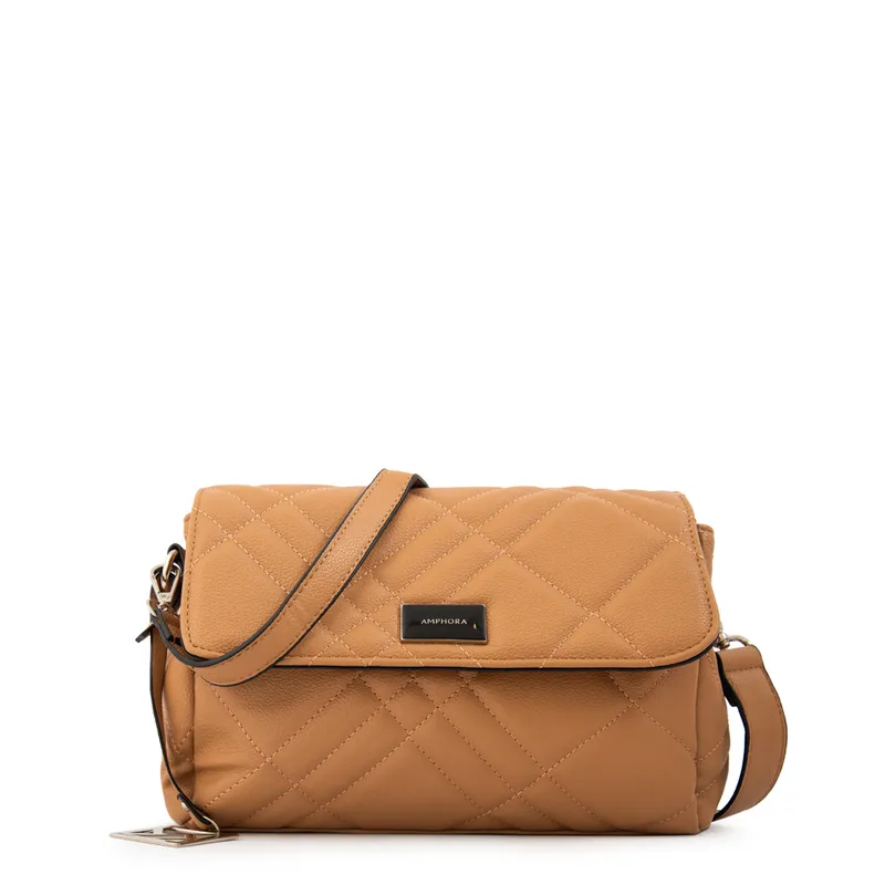 AMPHORA - Cartera Bandolera con tapa anisa pequeña camel
