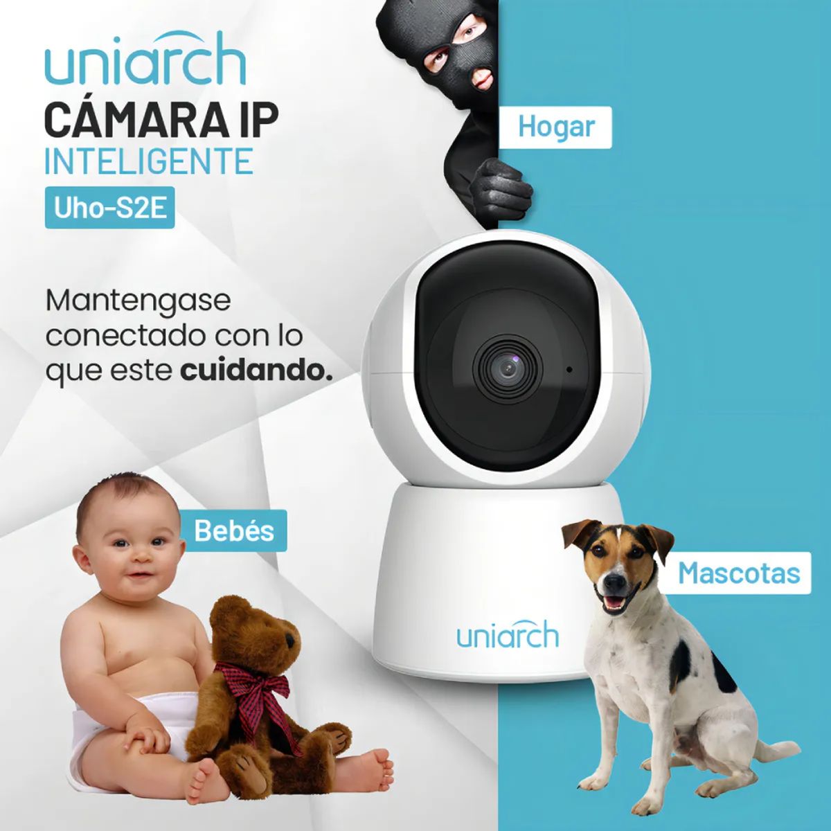 UNIARCH - Camarara Wifi Uniarch Domo PT 4MP UHO-S2E Blanco