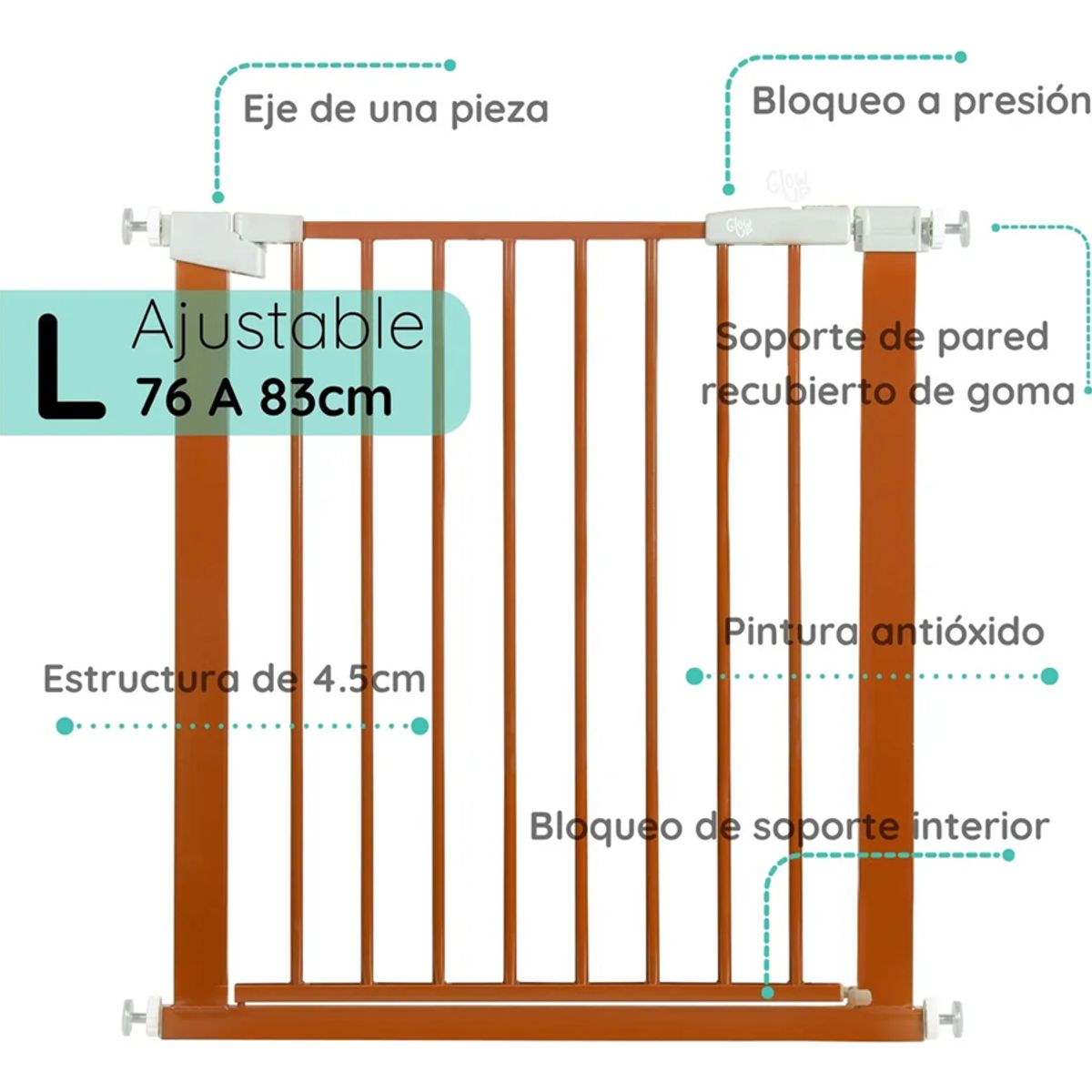 GENERICO - Reja seguridad para bebe mascotas glowup color chocolate