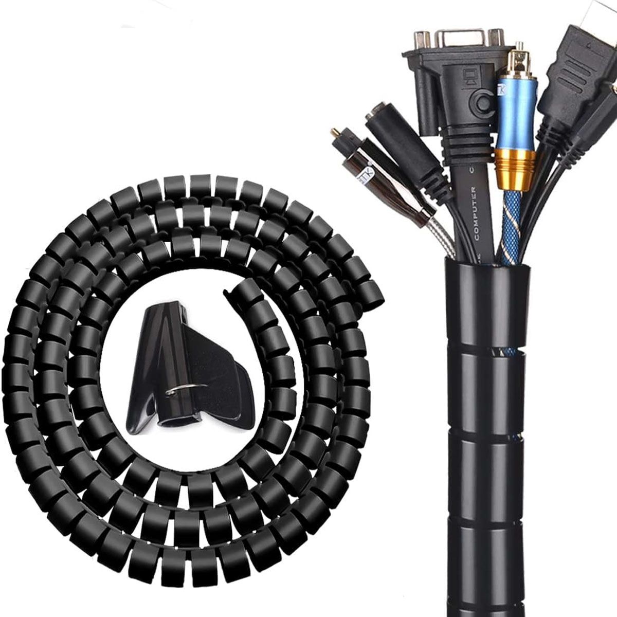 GENERICO - FUNDA PARA CABLE 2 METROS, ANCHO 20MM., NEGRA.