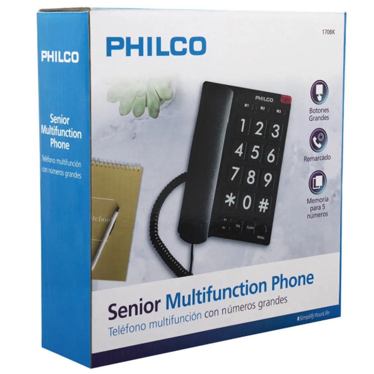 PHILCO - Teléfono Fijo Senior Multifunción con Números Grandes Philco