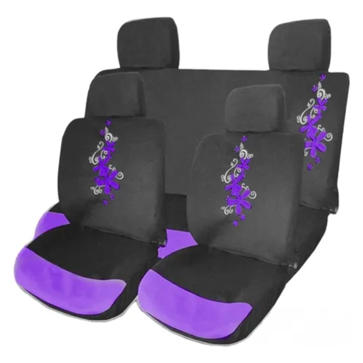 GENERICO - Funda Cubre Asiento Mariposa Flores 8 Piezas Auto Universal