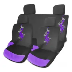 GENERICO - Funda Cubre Asiento Mariposa Flores 8 Piezas Auto Universal