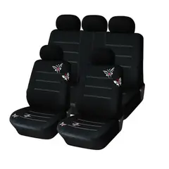 GENERICO - Funda Cubre Asiento Auto Mujer 9 Piezas Negro Mariposas