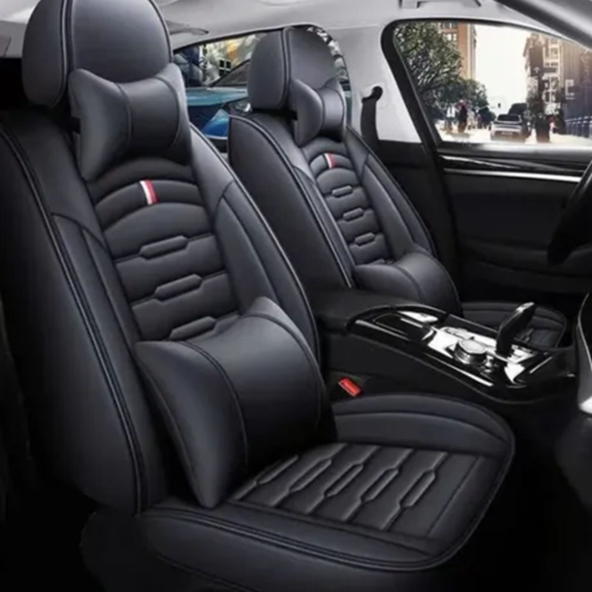GENERICO - Kit Funda Cubre Asiento Auto Premium Luxury con 4 Almohadillas