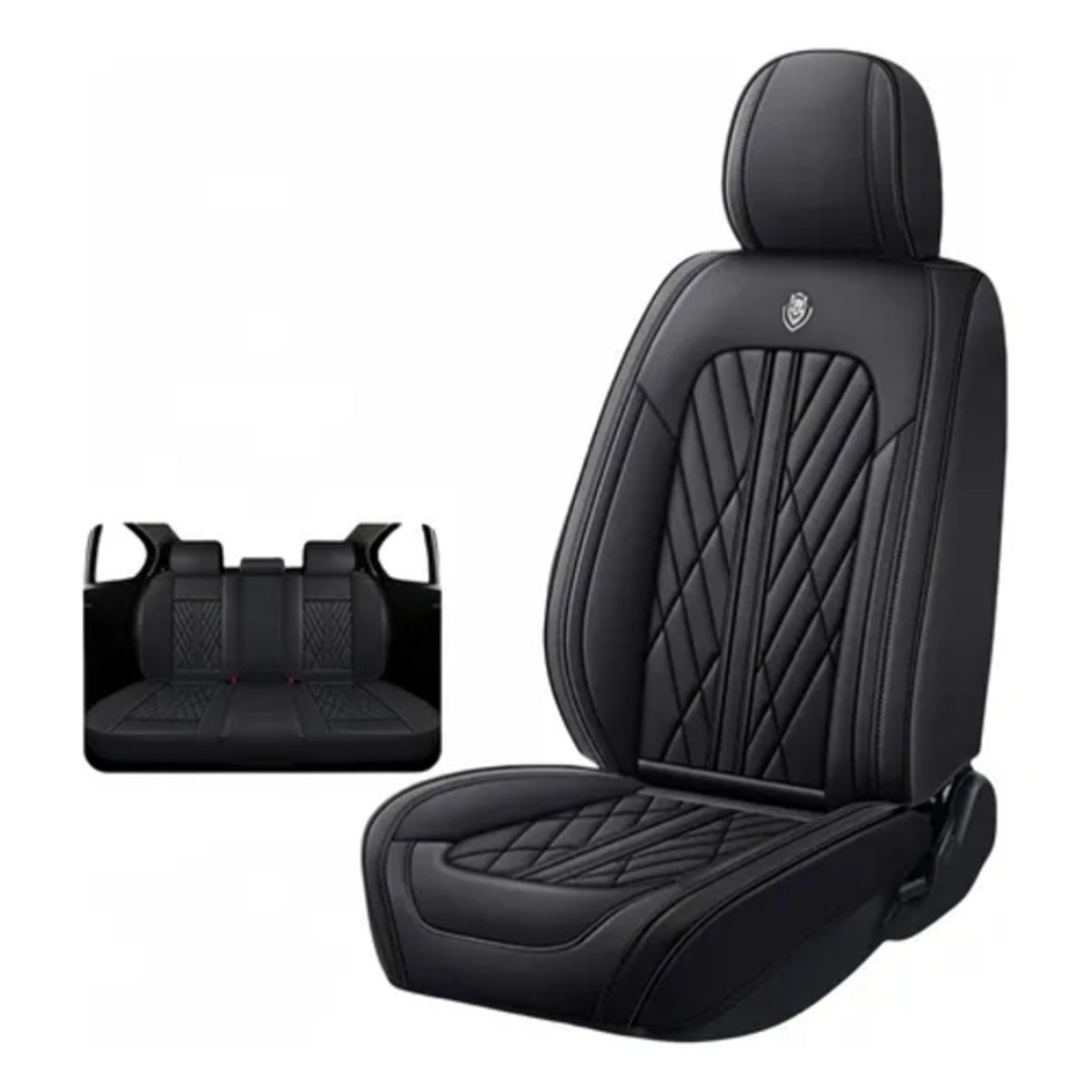 GENERICO - Fundas Cubreasiento Ecocuero Negro Universales