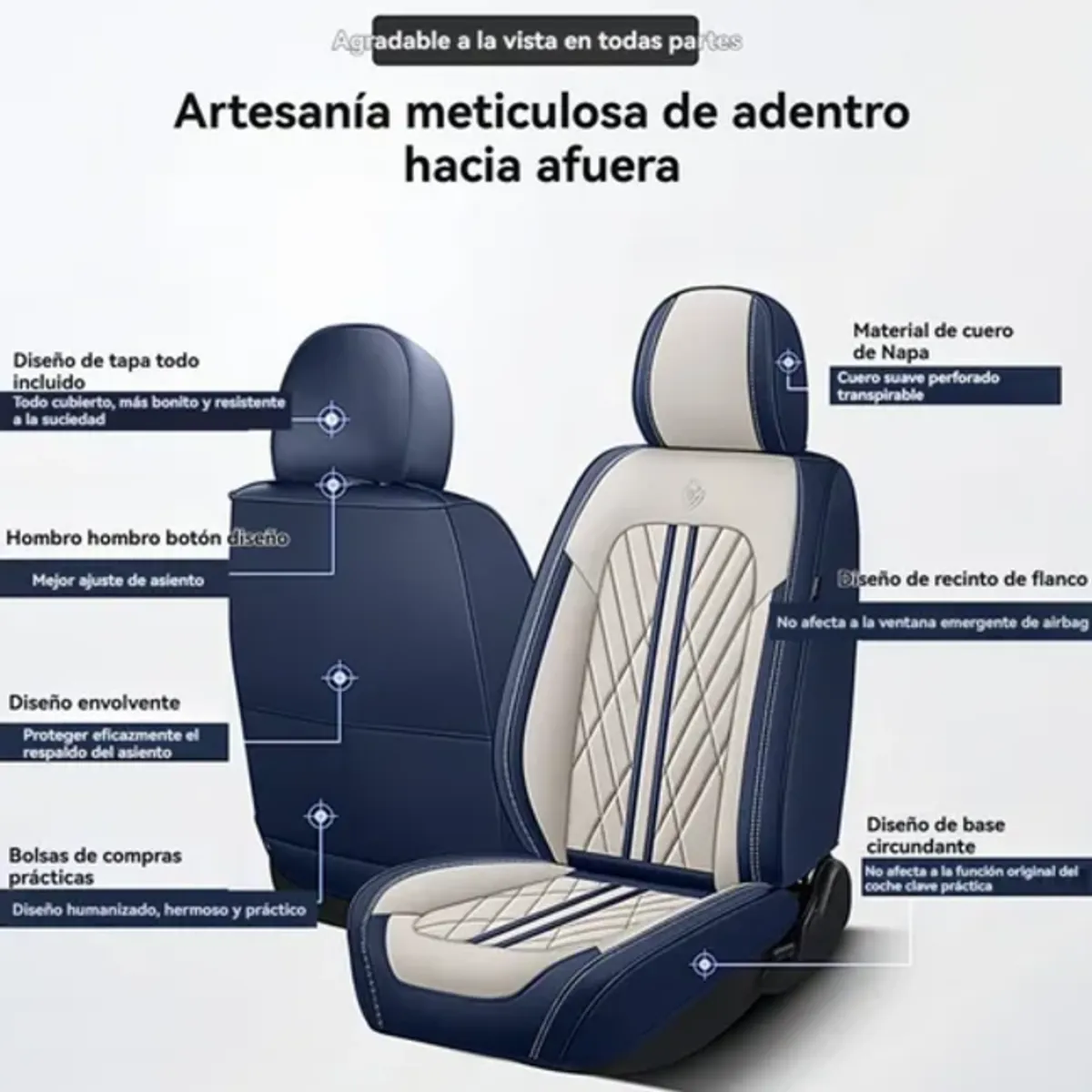GENERICO - Fundas Cubreasiento Ecocuero Negro Universales