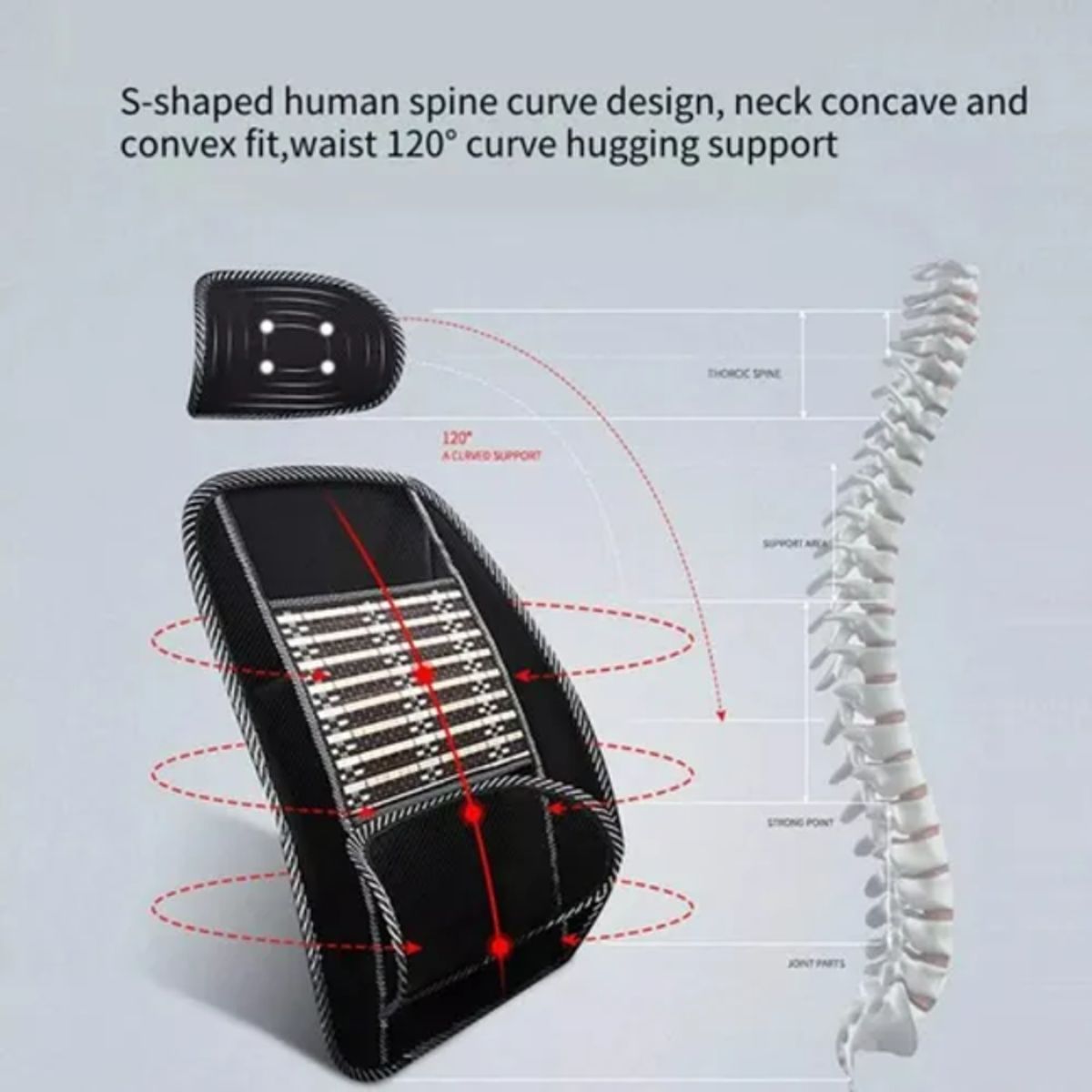 GENERICO - Cubre Asiento Respaldo Lumbar Madera Bambú Verano Luxury