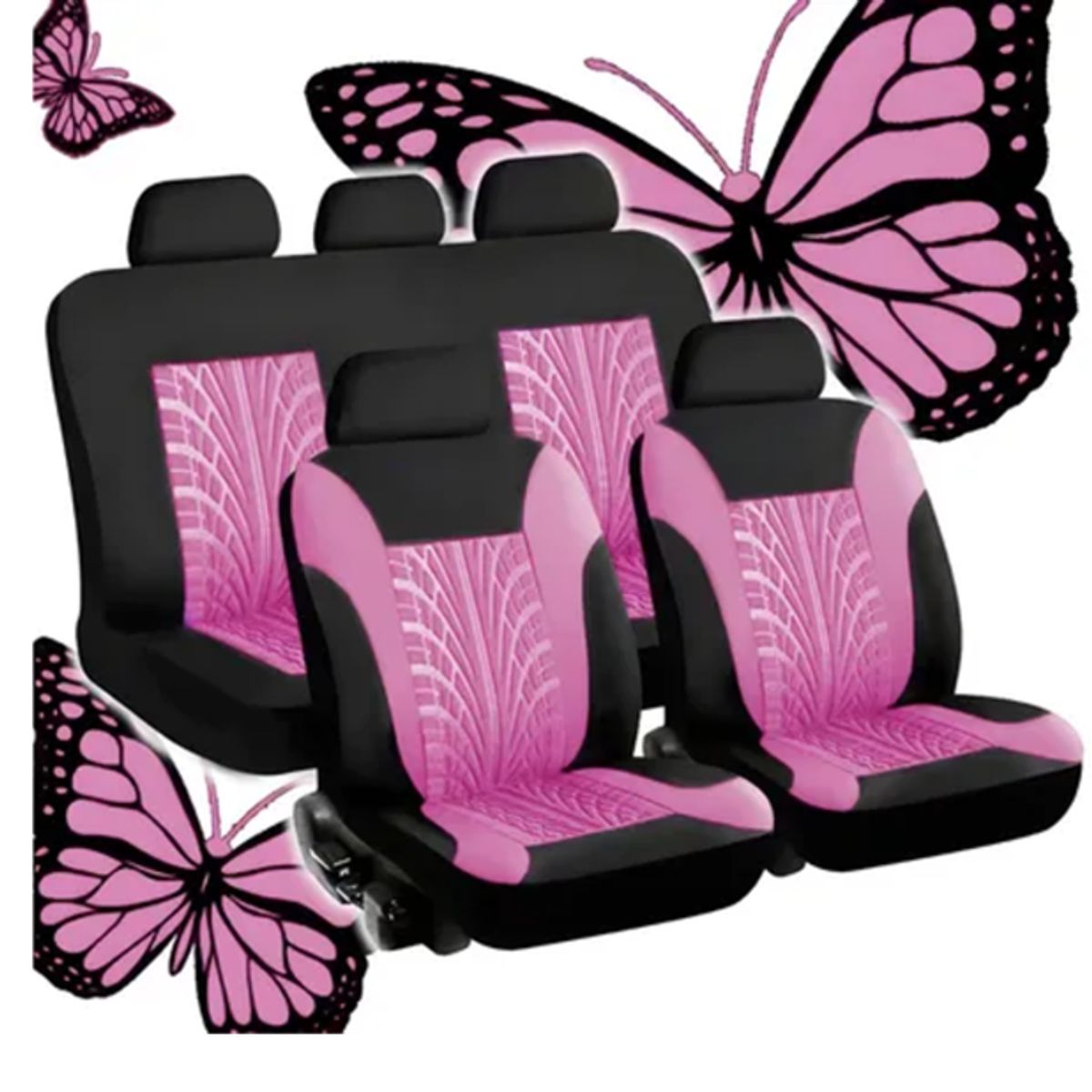 GENERICO - Funda Cubre Asiento Auto Rosado Universal 9 Pzas  Rosa
