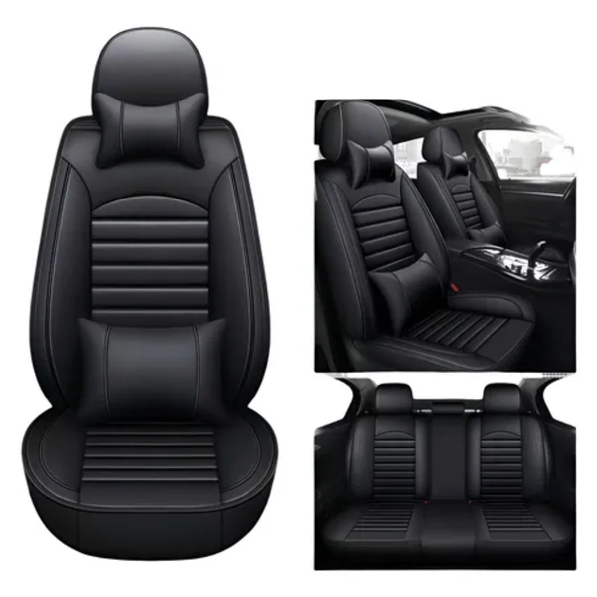 GENERICO - Kit Funda Cubre Asiento Auto Premium Luxury con 4 Almohadas