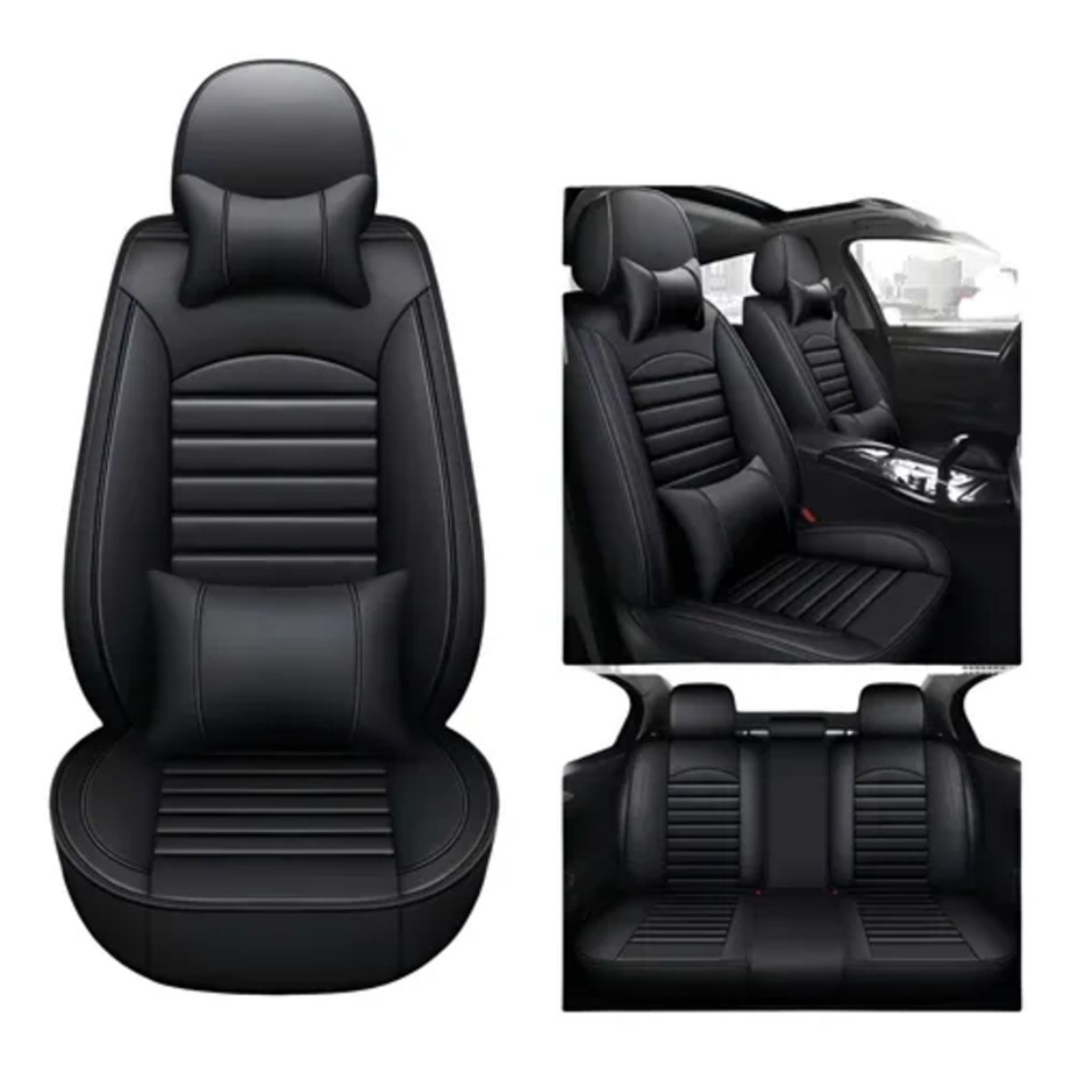 GENERICO - Kit Funda Cubre Asiento Auto Premium Luxury con 4 Almohadas