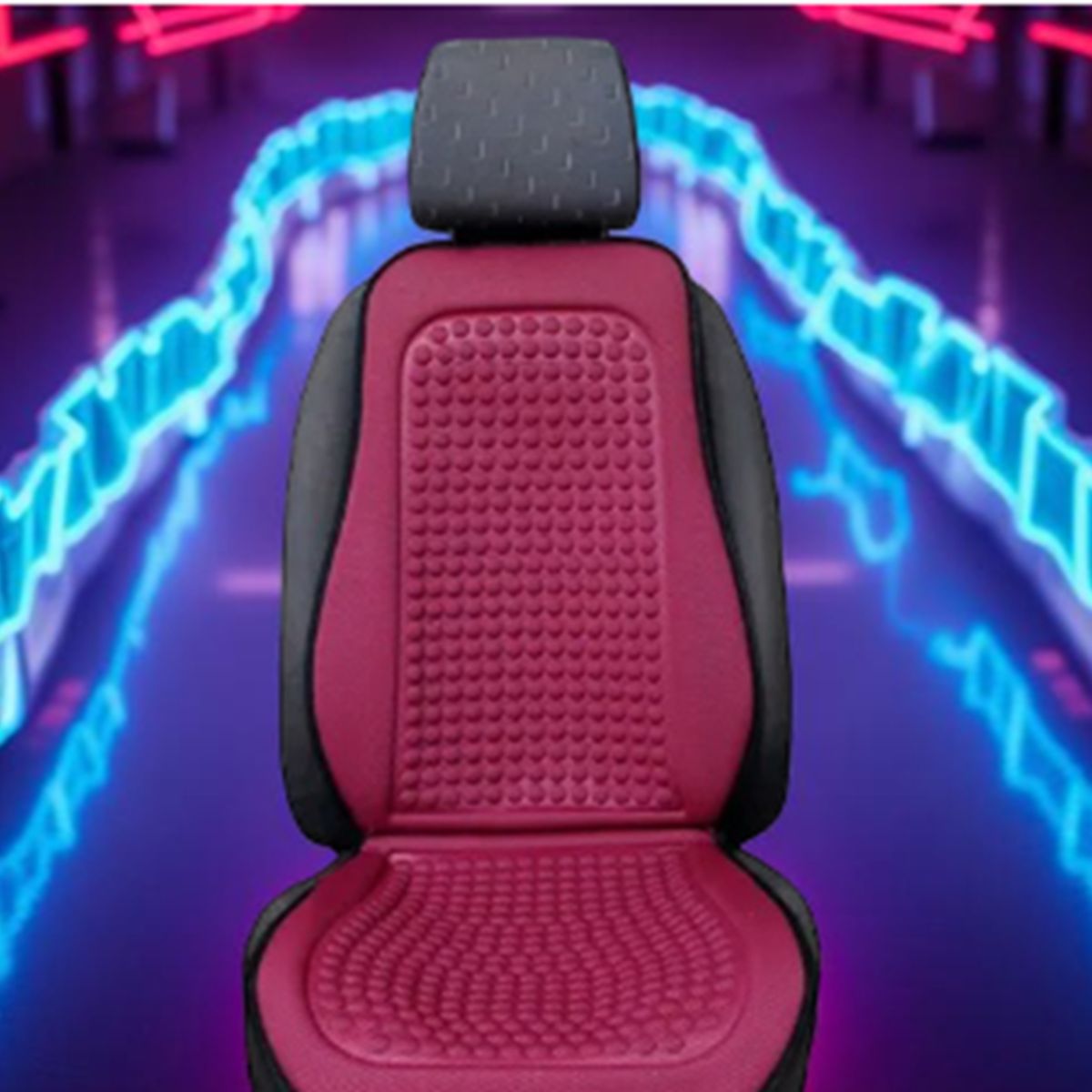 GENERICO - Respaldo Cubre Asiento Rojo Individual Ergonómico Masaje