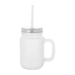 CURSOR - Jarro Shopero Mason Vidrio Con Bombilla 430ml Para Sublimar