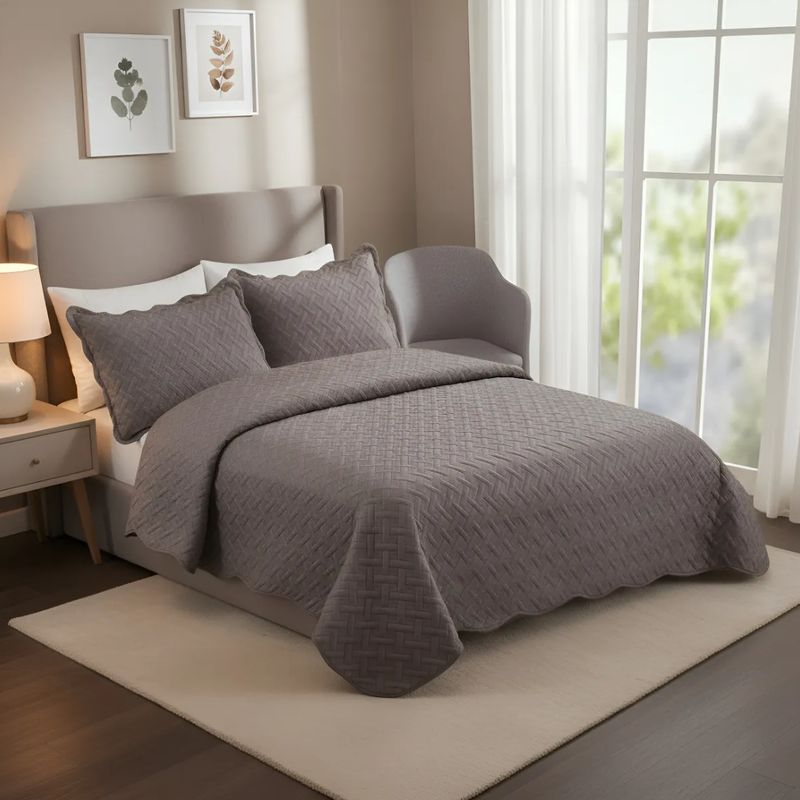 GENERICO - Cubrecama Cobertor Quilt 2 Plazas Varios Modelos 04 gris