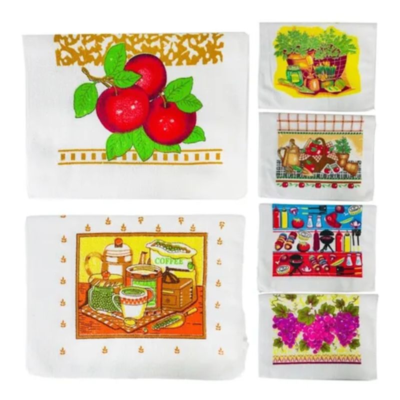GENERICO - Set 12 Paños de Cocina Toallas Estampadas Polar